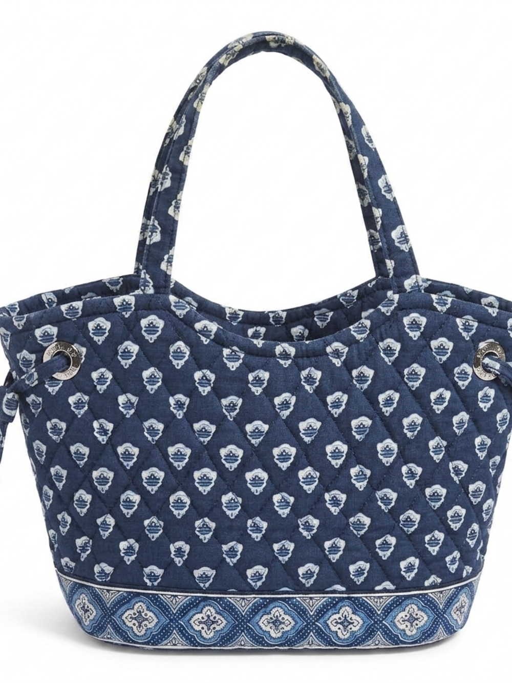 Vera Bradley Navy Blue Quilted Pattern Mini 10 Inch Tote Style Casual Handbag